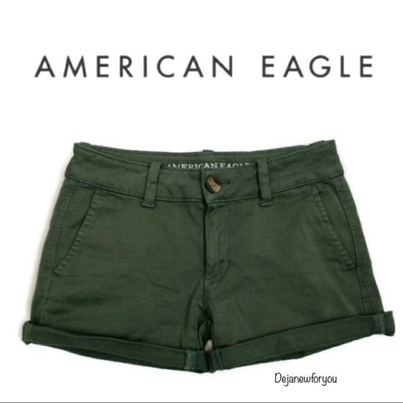American Eagle Olive Midi Shorts - Picture 1 of 8